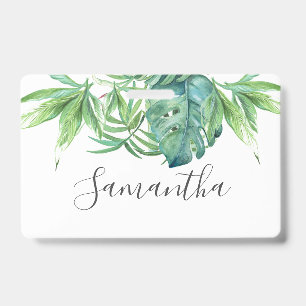 Tropical Palm Leaves Name Tags Badge