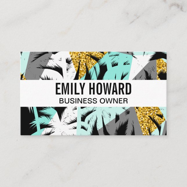 Tropical Palm Leaves | Natural Business Card (Front)
