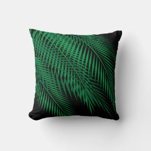 Tropical Palm Leaves on Dark Sky Throw Pillow