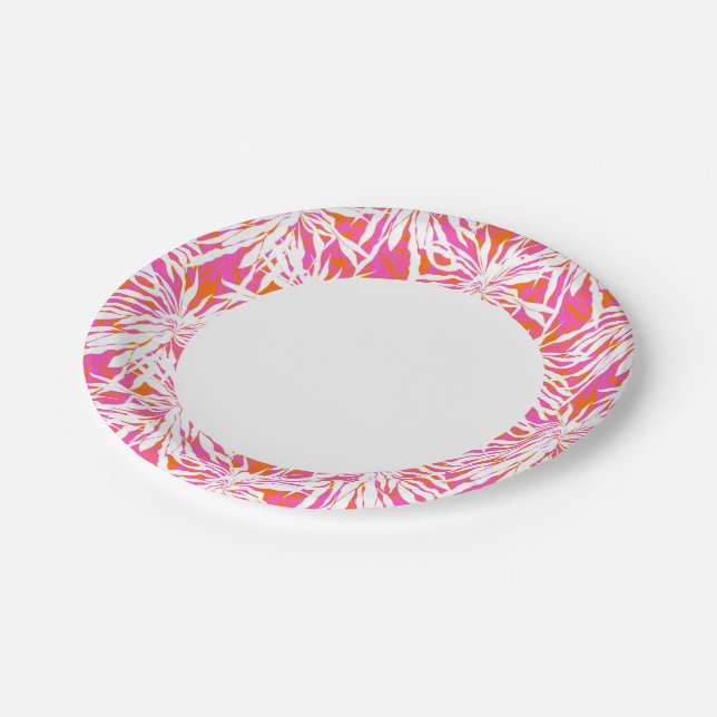 Tropical Palm Leaves Paper Plates (Angled)