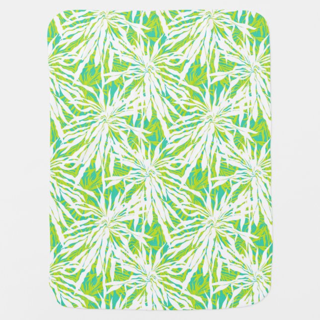 Tropical Palm Leaves Pattern Baby Blanket (Front)