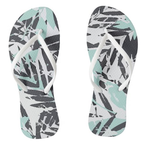 Tropical Palm Leaves Pattern Branches Flip Flops