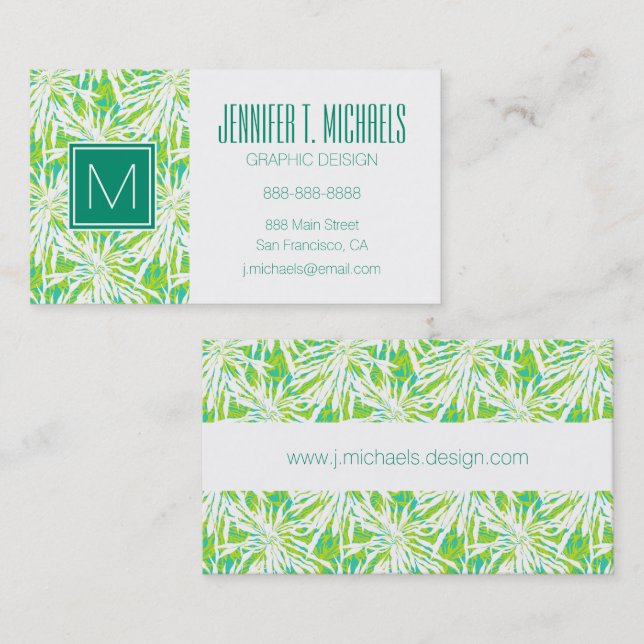 Tropical Palm Leaves Pattern Business Card (Front/Back)