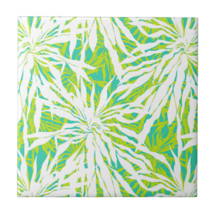 Tropical Palm Leaves Pattern Ceramic Tile