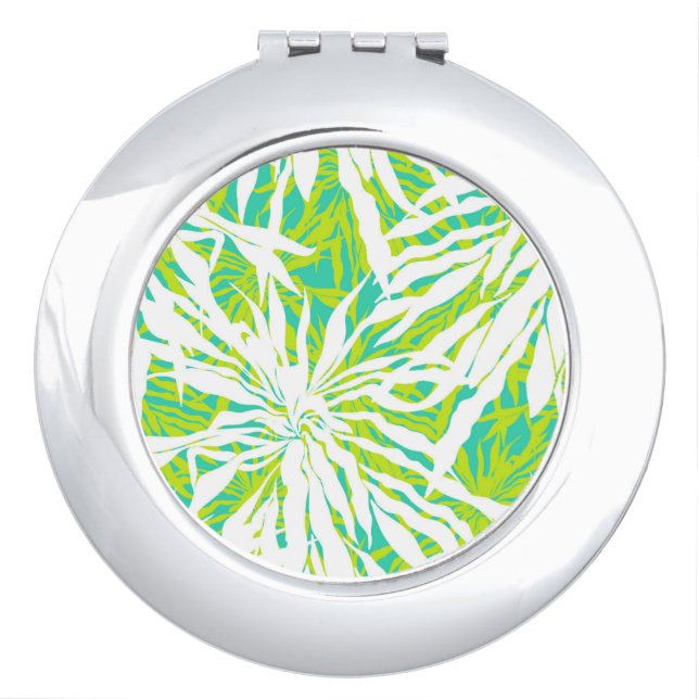 Tropical Palm Leaves Pattern Makeup Mirror (Front)