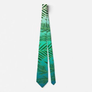 Tropical Palm Leaves Pattern Neck Tie