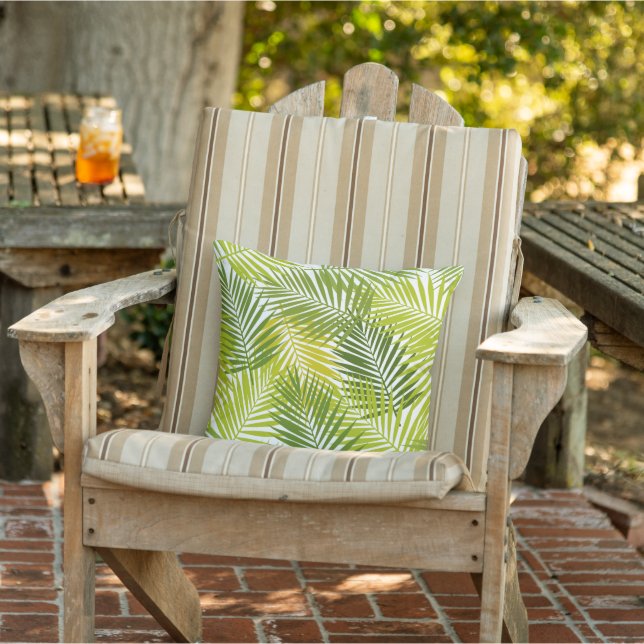 Tropical Palm Leaves Pattern Patio Deck Chair Outdoor Pillow (Chair)