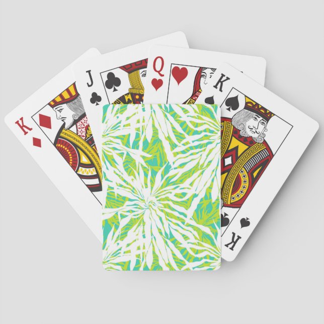 Tropical Palm Leaves Pattern Poker Cards (Back)