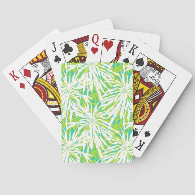 Tropical Palm Leaves Pattern Poker Cards (Back)