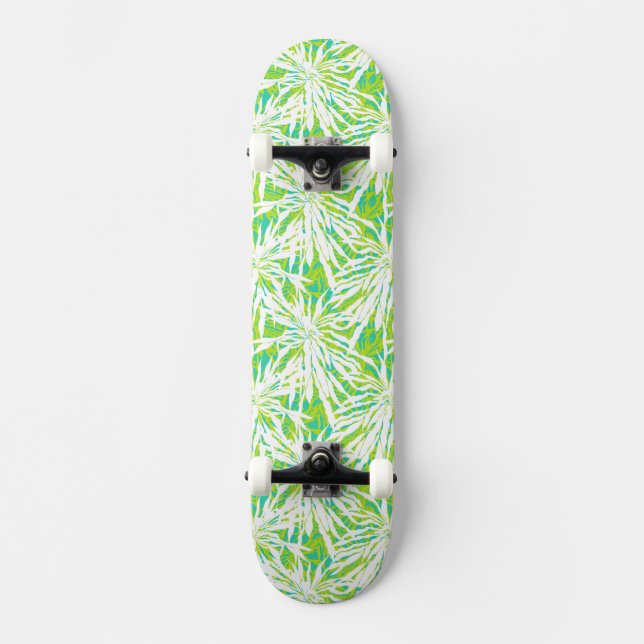 Tropical Palm Leaves Pattern Skateboard Deck (Front)