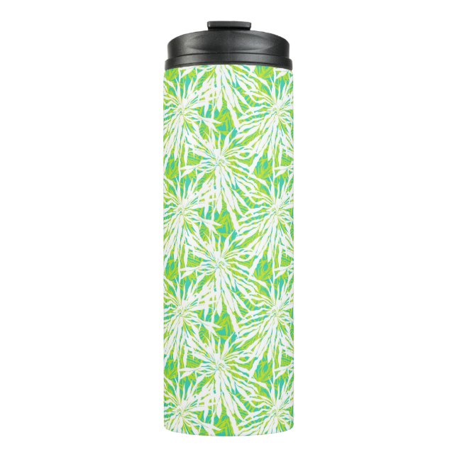 Tropical Palm Leaves Pattern Thermal Tumbler (Front)