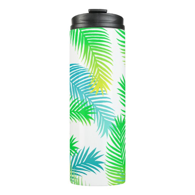 Tropical Palm Leaves Pattern Thermal Tumbler  (Front)