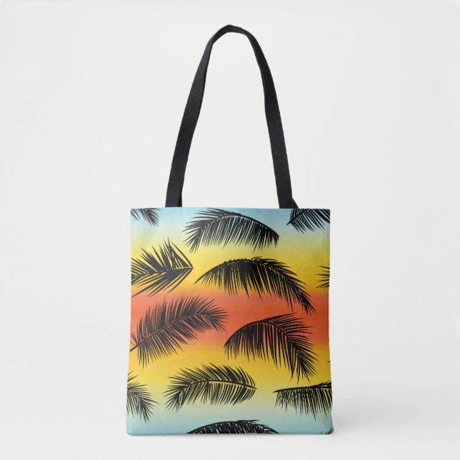Tropical palm leaves pattern tote bag (Front)