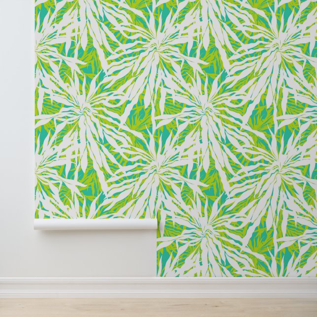 Tropical Palm Leaves Pattern Wallpaper (Application)