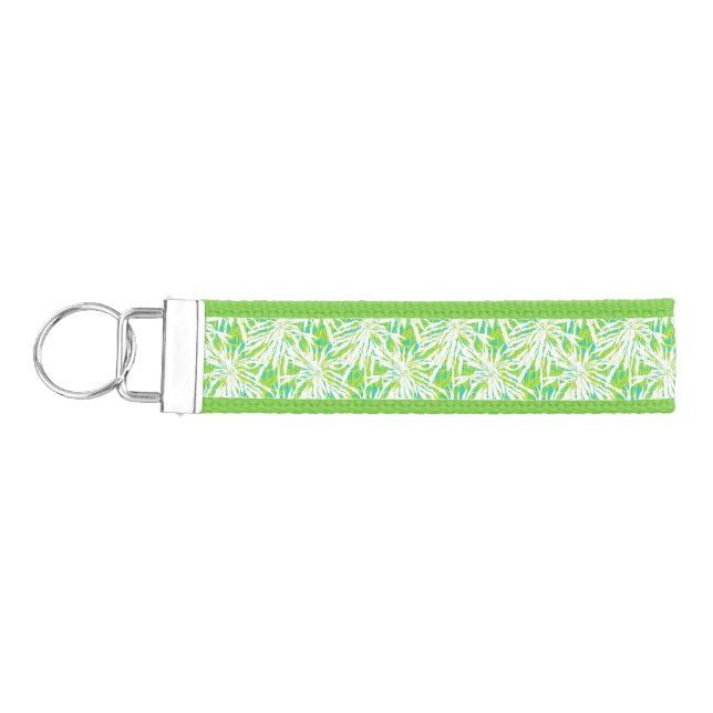Tropical Palm Leaves Pattern Wrist Keychain (Keys on Left)