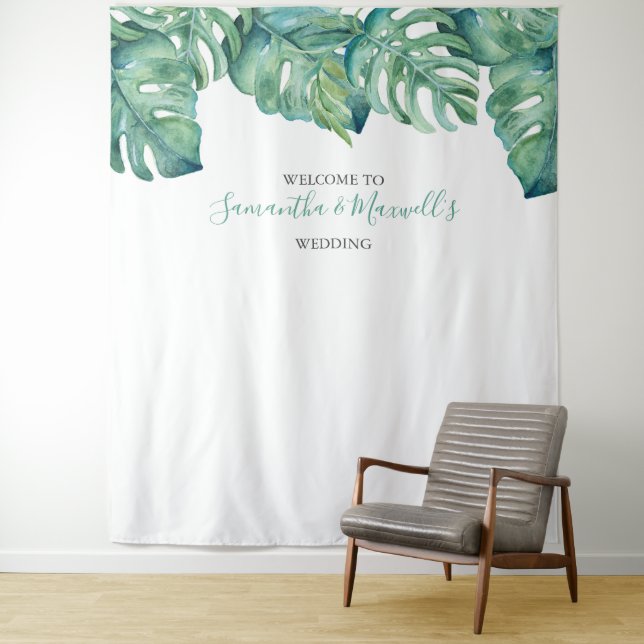 Tropical Palm Leaves Photograph Background Tapestry (In Situ)