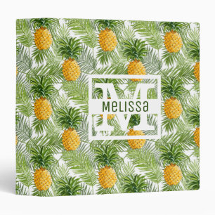 Tropical Palm Leaves & Pineapples Add Your Name Binder