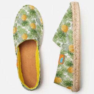 Tropical Palm Leaves & Pineapples   Add Your Name Espadrilles