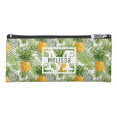 Tropical Palm Leaves & Pineapples | Add Your Name Pencil Case (Front)
