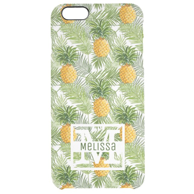 Tropical Palm Leaves & Pineapples | Add Your Name Uncommon iPhone Case (Back)