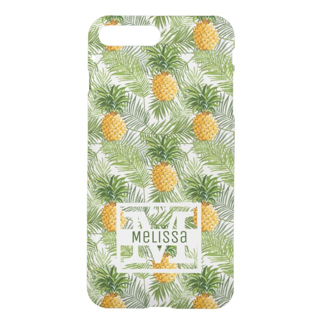 Tropical Palm Leaves & Pineapples | Add Your Name Uncommon iPhone Case (Back)