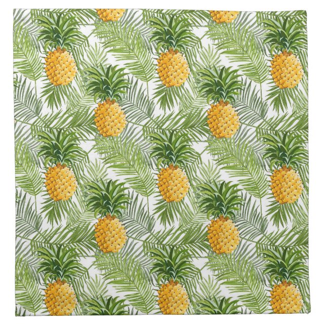 Tropical Palm Leaves & Pineapples Cloth Napkin (Front)