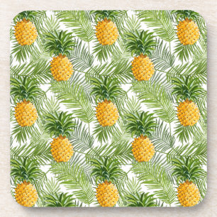 Tropical Palm Leaves & Pineapples Drink Coaster