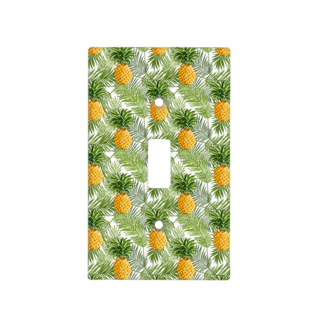 Tropical Palm Leaves & Pineapples Light Switch Cover (Front)