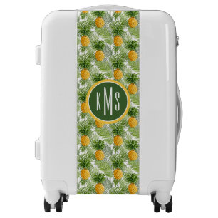 Tropical Palm Leaves & Pineapples   Monogram Luggage