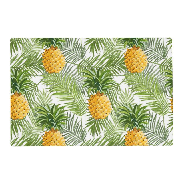 Tropical Palm Leaves & Pineapples Placemat (Front)