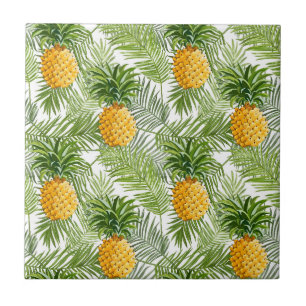Tropical Palm Leaves & Pineapples Tile