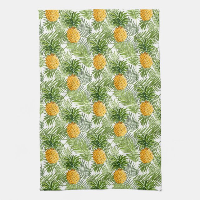 Tropical Palm Leaves & Pineapples Towel (Vertical)