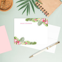 Tropical Palm Leaves Pink Personalized Name Summer