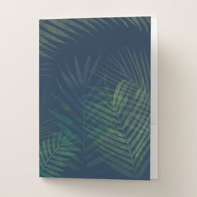 Tropical Palm Leaves Pocket Folder – Dark Green  (Front)