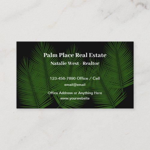 Tropical Palm Leaves Realtor Business Cards