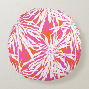 Tropical Palm Leaves Round Pillow