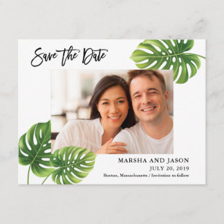 Tropical Palm Leaves Save the Date Card