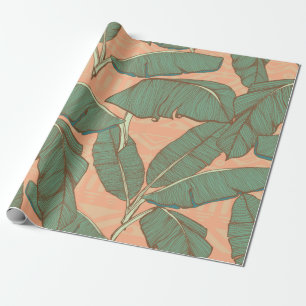 Tropical palm leaves seamless background wrapping paper