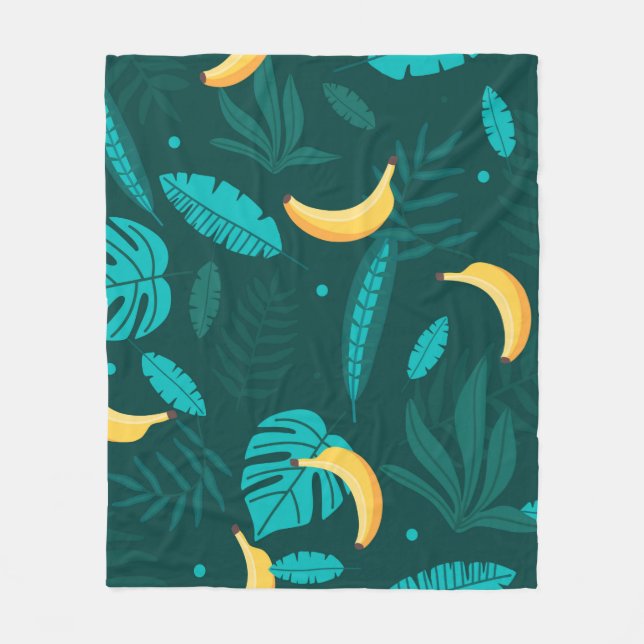 Tropical palm leaves Seamless pattern. Banana leav Fleece Blanket (Front)