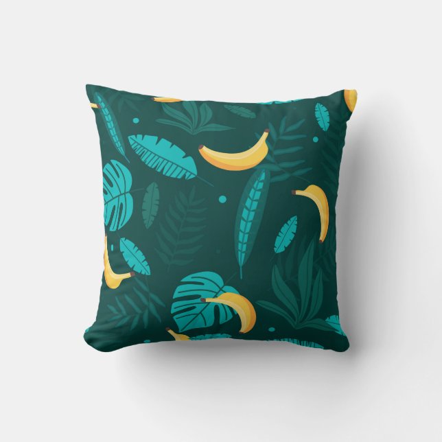 Tropical palm leaves Seamless pattern. Banana leav Throw Pillow (Front)