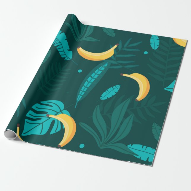 Tropical palm leaves Seamless pattern. Banana leav Wrapping Paper (Unrolled)