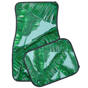 Tropical palm leaves seamless vintage floral patte car floor mat