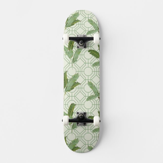 Tropical Palm Leaves Skateboard Deck (Front)