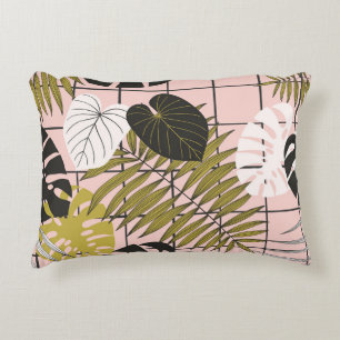 Tropical palm leaves, stylish summer. accent pillow