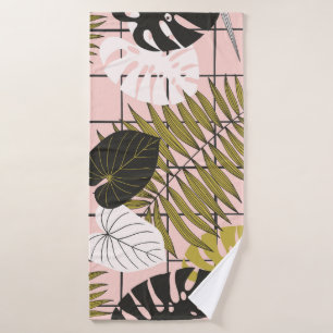 Tropical palm leaves, stylish summer. bath towel