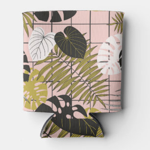Tropical palm leaves, stylish summer. can cooler