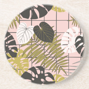 Tropical palm leaves, stylish summer. coaster