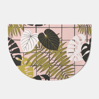 Tropical palm leaves, stylish summer. doormat
