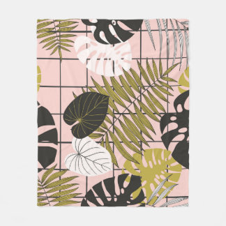 Tropical palm leaves, stylish summer. fleece blanket