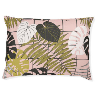 Tropical palm leaves, stylish summer. pet bed